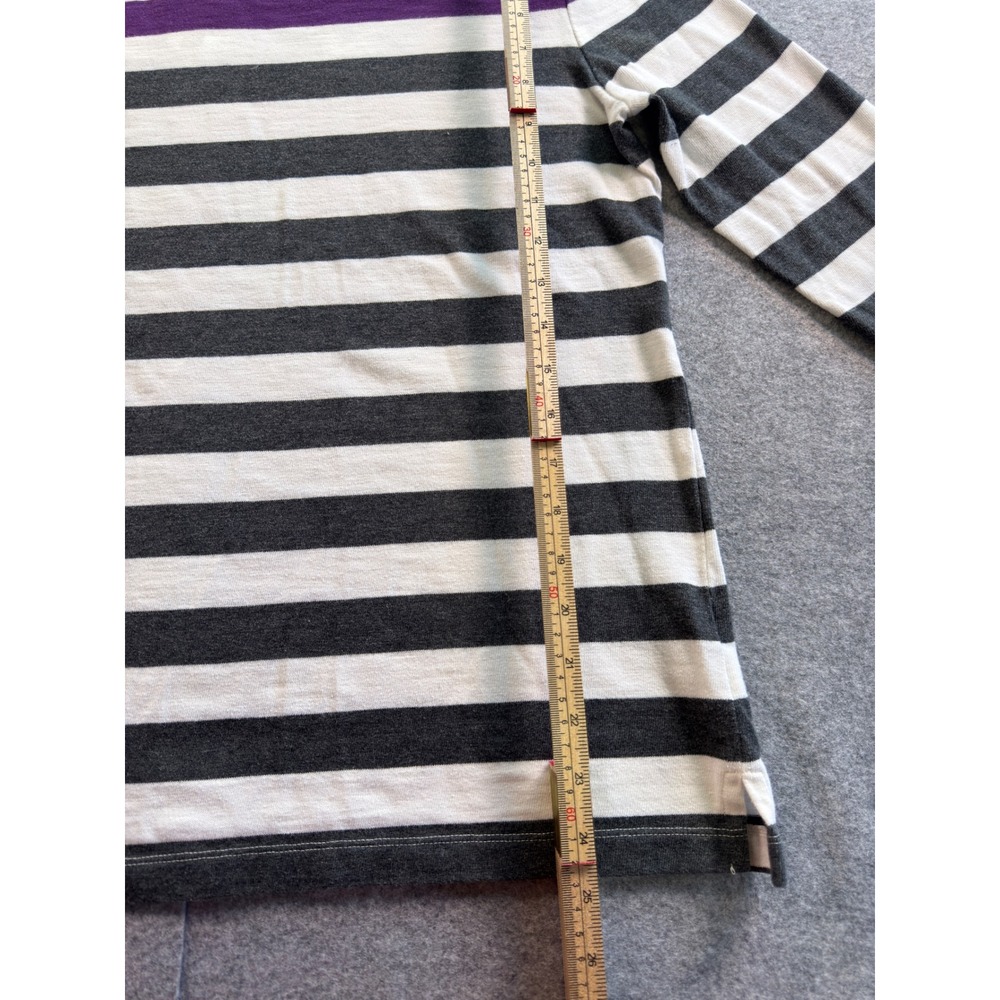 Croft & Barrow Striped Boat Neck Top Womens Small Grey White Purple 3/4 Sleeve‎ - Picture 4 of 11